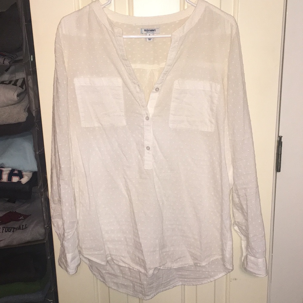 White half-button down tunic